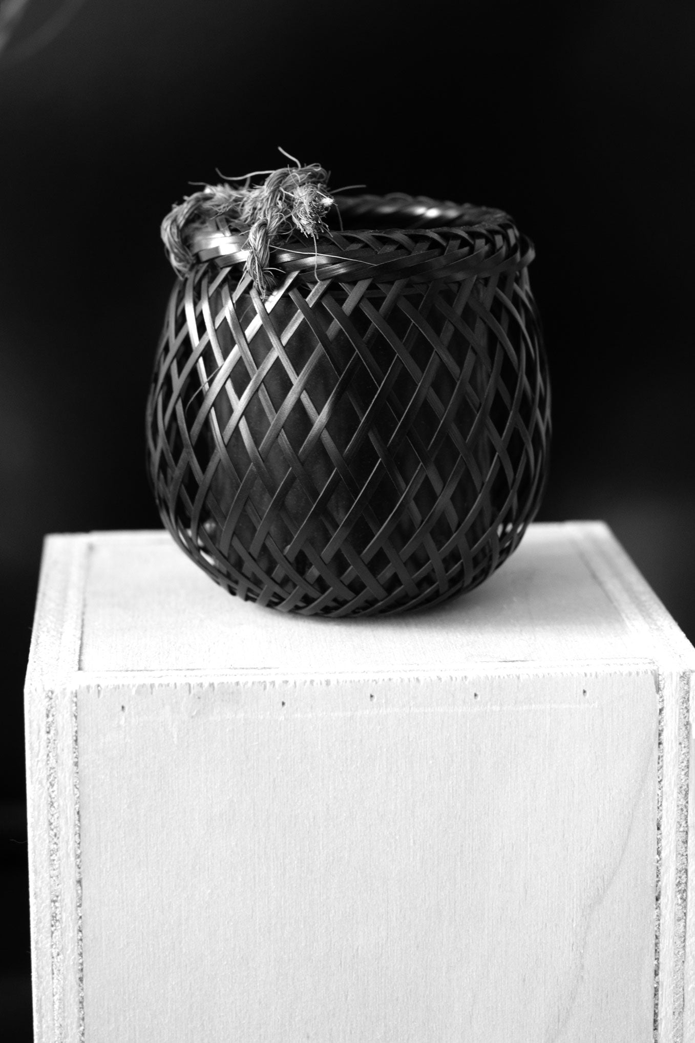 JAPAN EDIT — TAKEAMI WOVEN BAMBOO IKEBANA VESSEL - BLACK