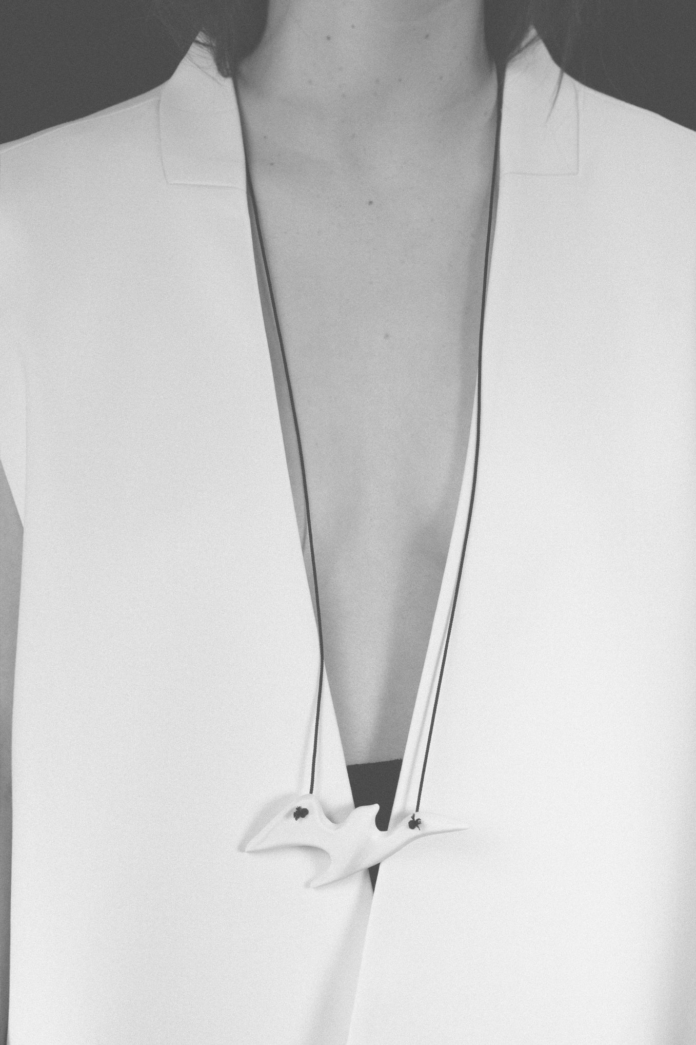 GIACOMETTI'S BIRD AMULET .01 SILK NECKLACE