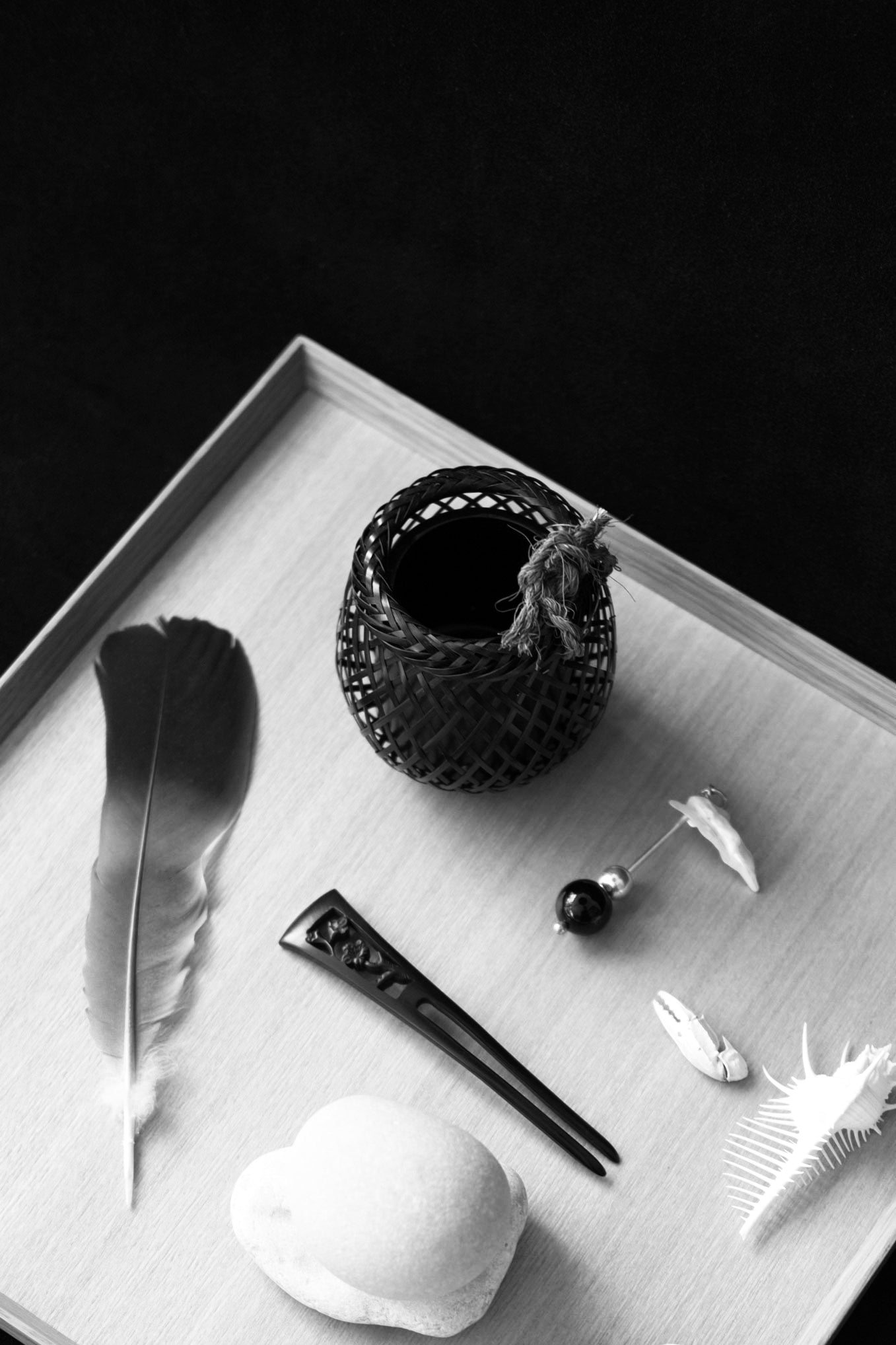 JAPAN EDIT — TAKEAMI WOVEN BAMBOO IKEBANA VESSEL - BLACK