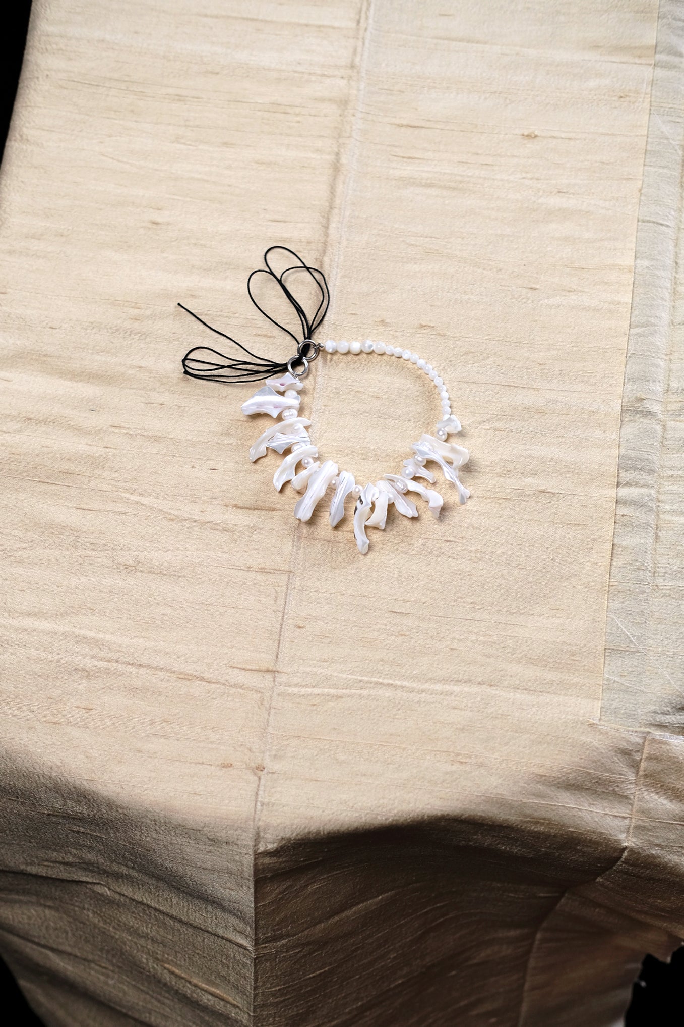 FISH BONE MOTHER OF PEARL SILK ANKLET - VERMILLION